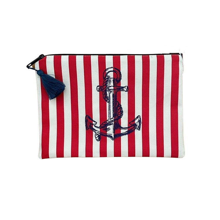 Embroidered Anchor Wristlet